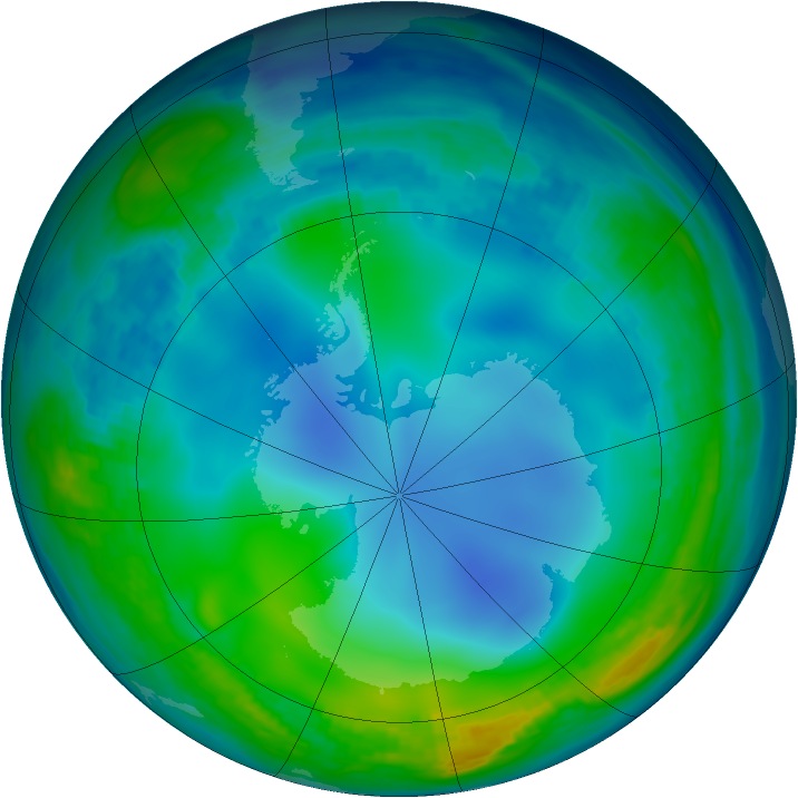 Antarctic ozone map for 10 June 1985